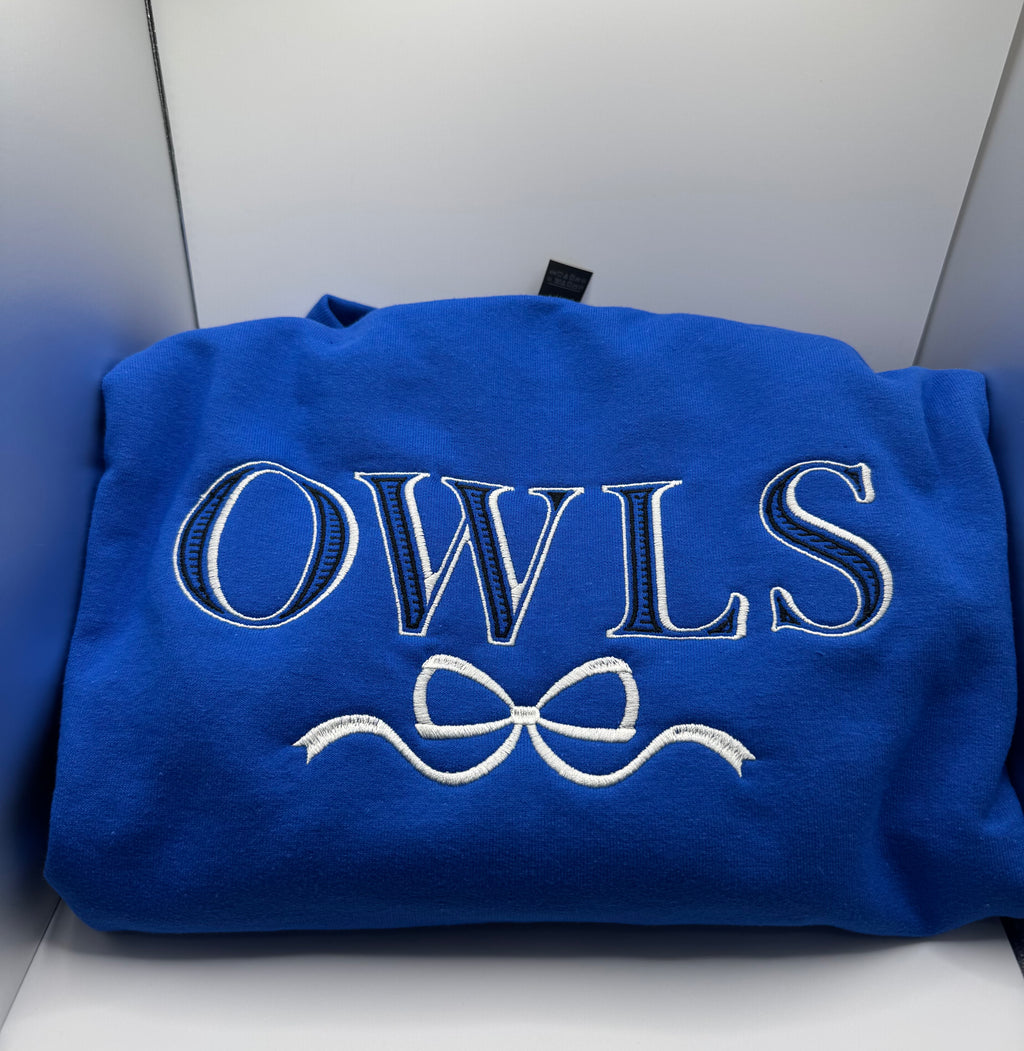 Owls Embroidered Lines
