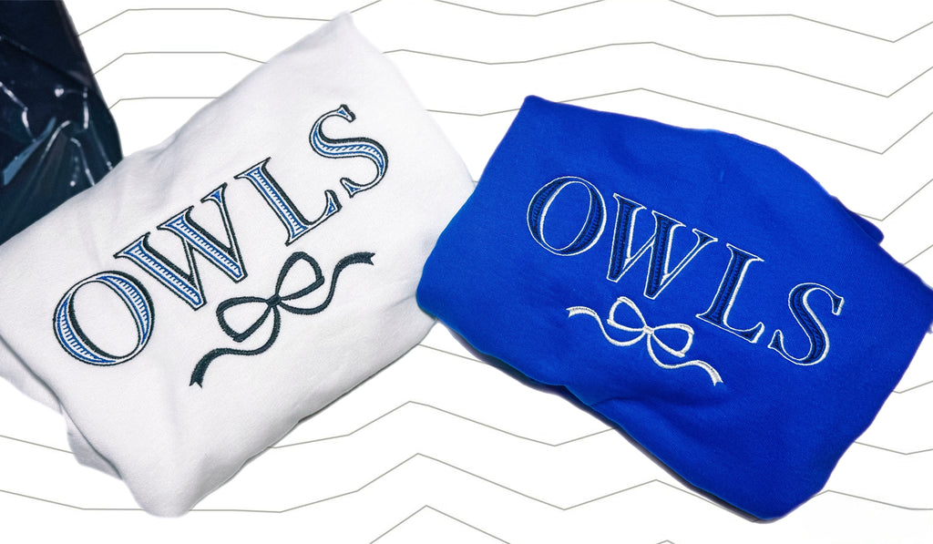 Owls Embroidered Lines