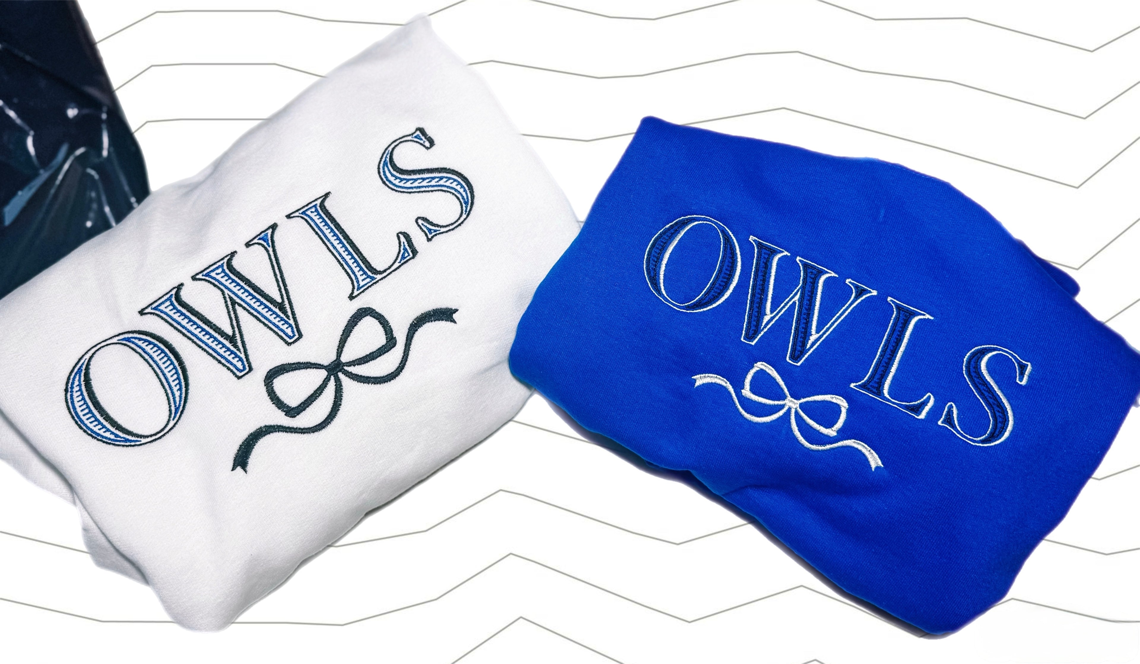 Owls Embroidered Lines